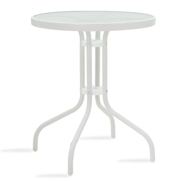 200-000299-2 Τραπεζαρία Watson-Obbi σετ 3τεμ pakoworld μέταλλο λευκό-γυαλί Φ60x70εκ. 200-000299