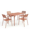 Τραπεζαρία Moraja Federal pakoworld σετ 5τεμ terracotta μέταλλο 140x80x72εκ.  200-001687