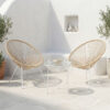 200-001633 Σαλόνι Εξωτερικού Χώρου Acapulco pakoworld Σετ 3τεμ pe rattan σε φυσική απόχρωση με λευκό μέταλλο Φ50x52εκ. 200-001633